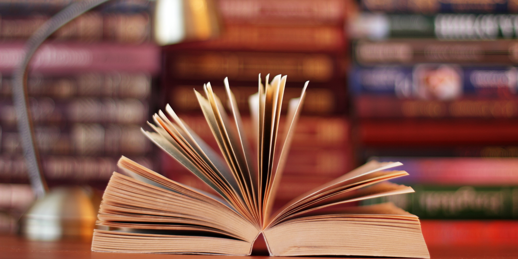 Open book in a library